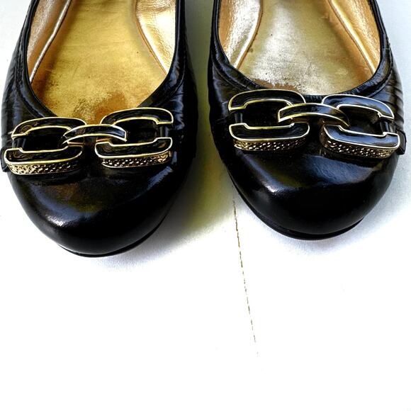 Coach Black Patent Ballet Flats Gold Buckle | Vintage Y2K | Quiet Luxury Preppy - Picture 7 of 16